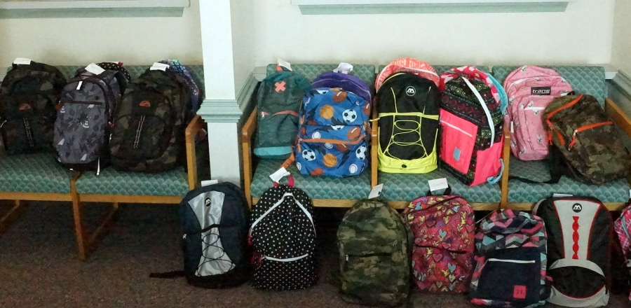 Fully stocked back packs for all ages!