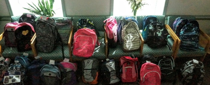 Fully stocked back packs for all ages!